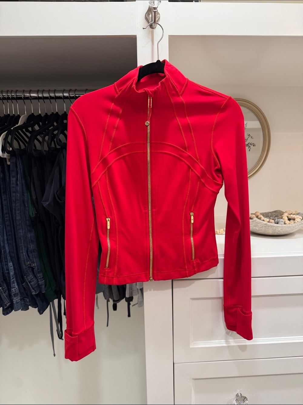 Red lululemon lunar new year define cropped zip up jacket size 6